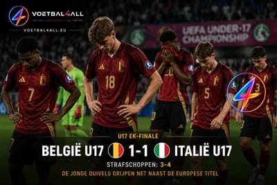 Belgische U17 verliest Europese titel na zenuwslopende strafschoppen tegen Italië